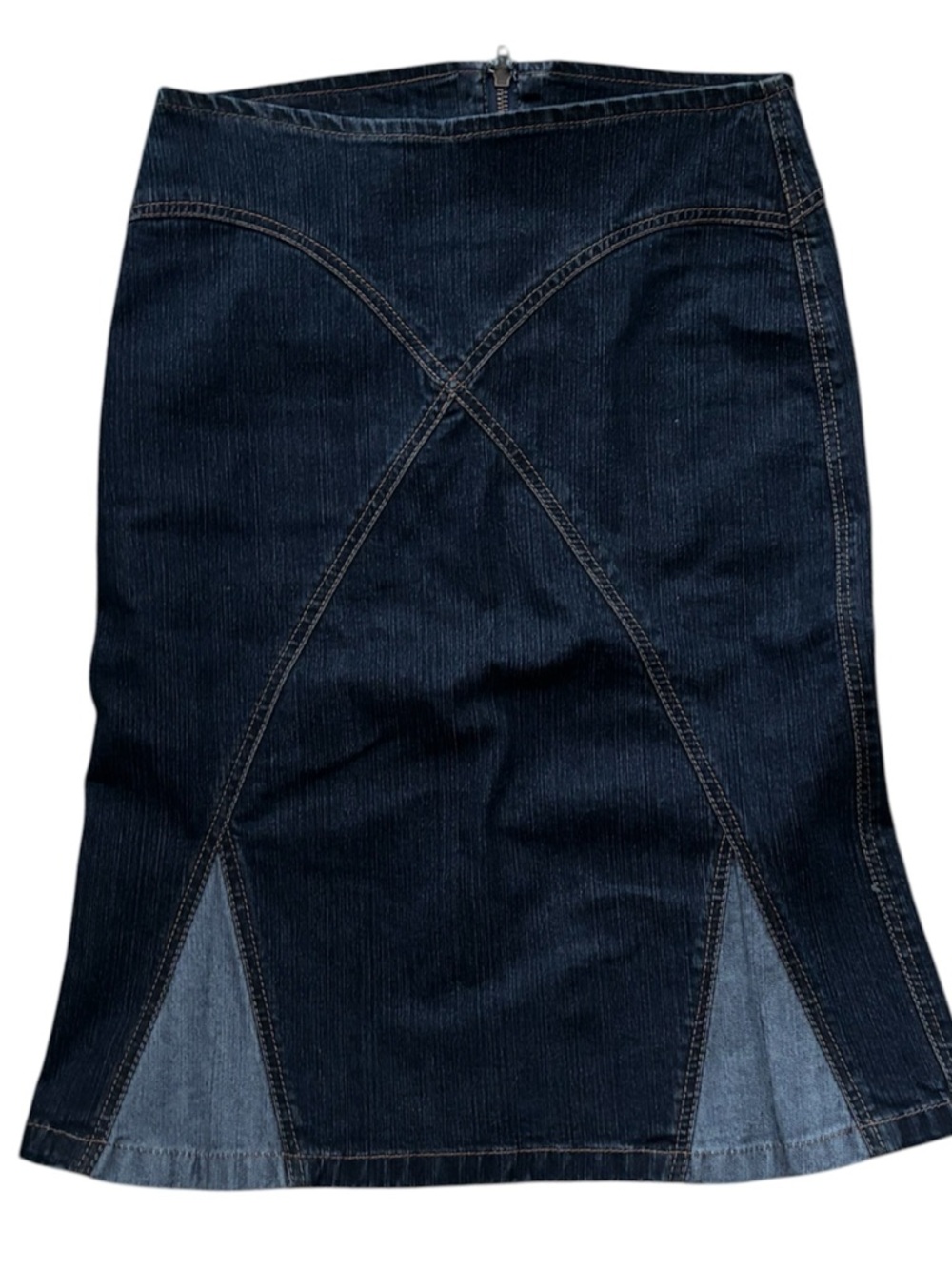 Vintage Moda LA 90s Y2K Denim Skirt with Stitched and Contrast Detail Sz Small